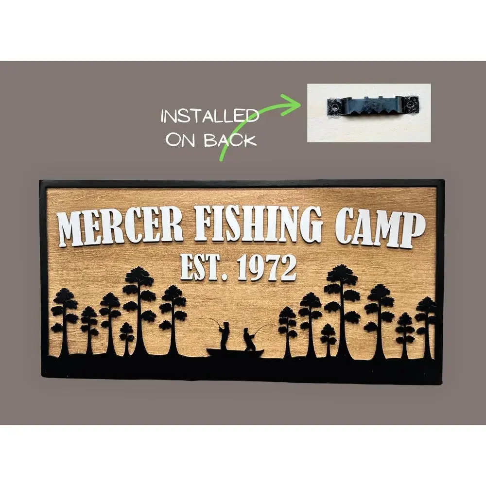 Custom Fishing Camp Sign Personalized Cabin Lake House Decor with Family Name